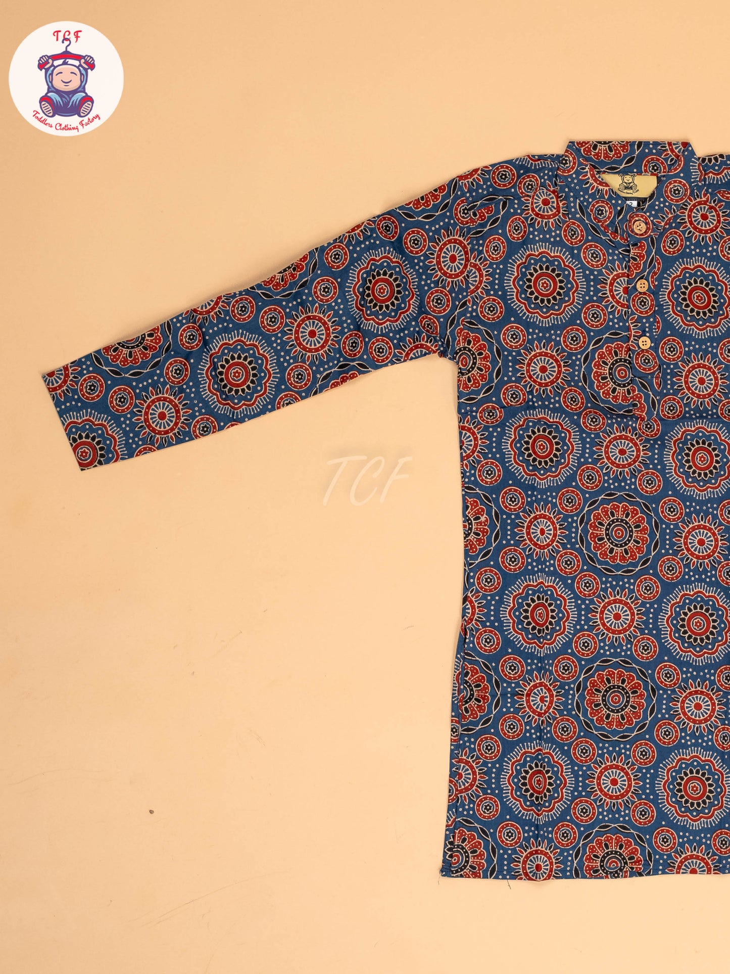 Blue & Maroon - Boys Printed Long  Kurta