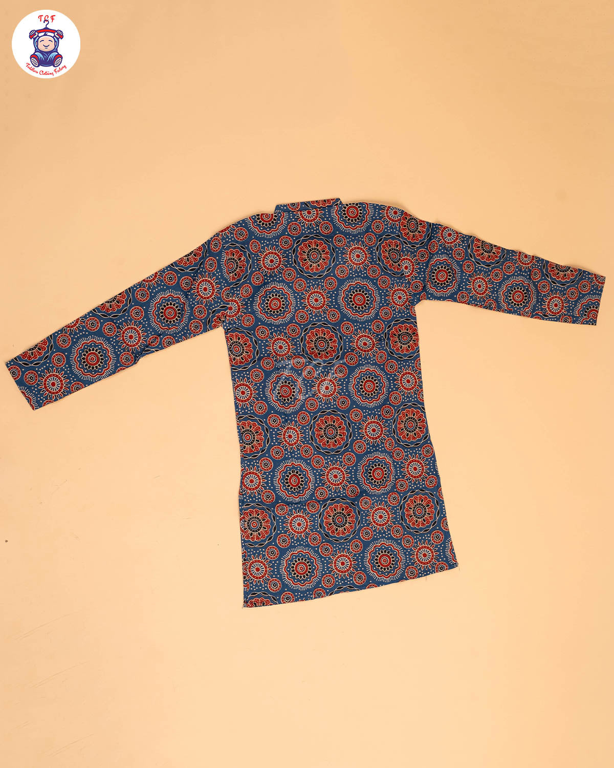 Blue & Maroon - Boys Printed Long  Kurta