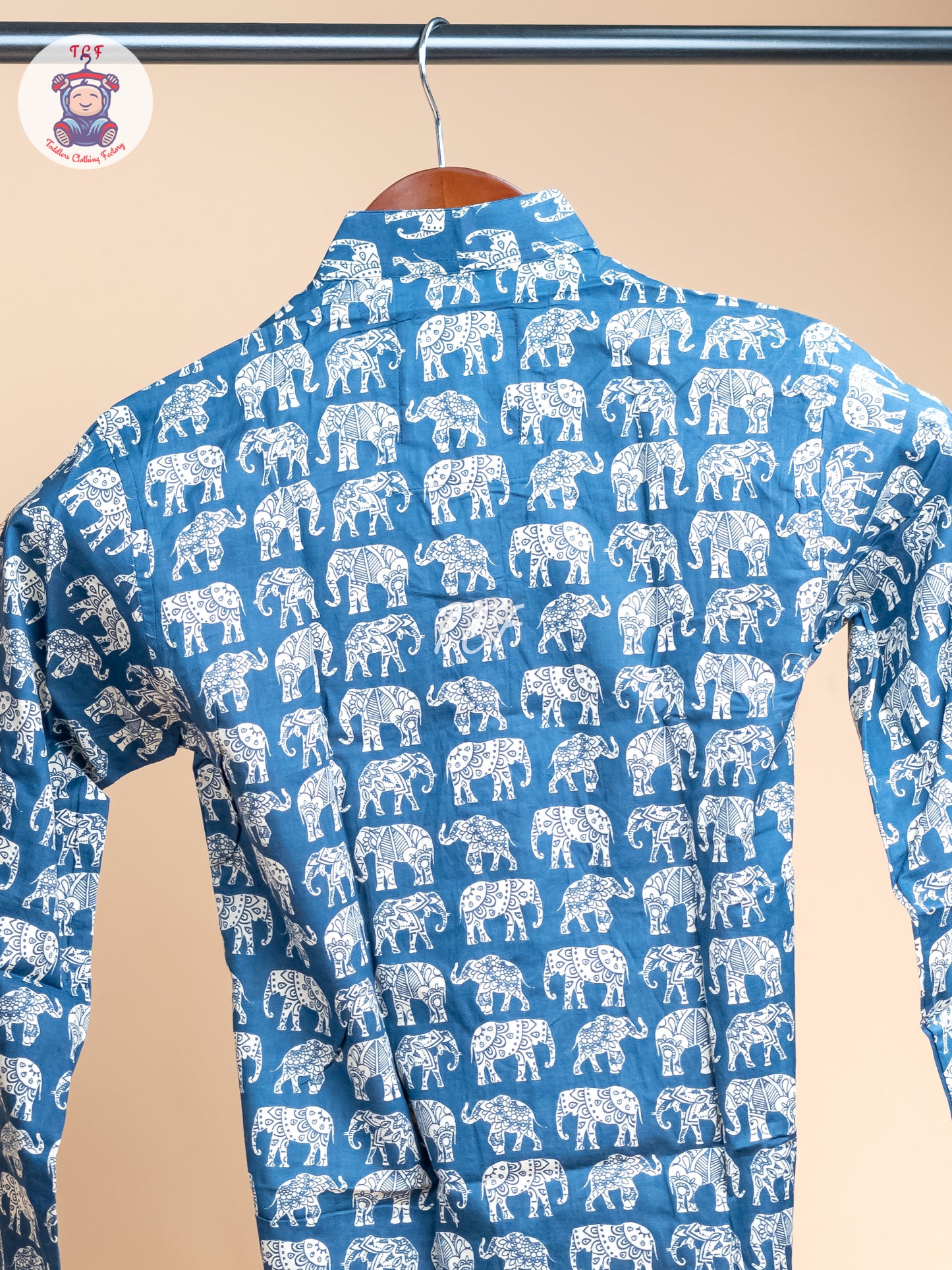 Blue - Boys Elephant Printed Long Kurta