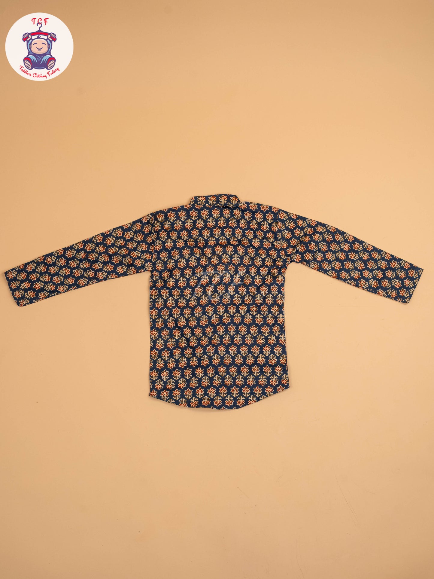 Navy Blue & Maroon - Boys Printed Short Kurta