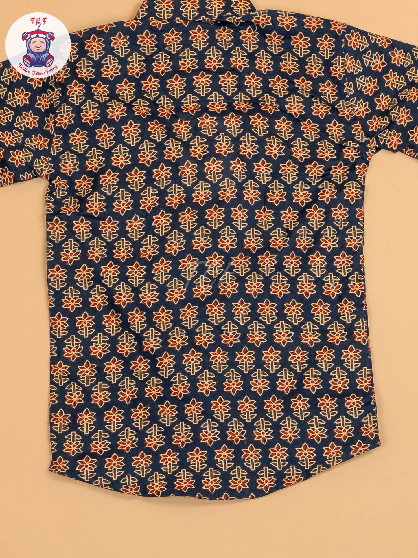 Navy Blue & Maroon - Boys Printed Short Kurta