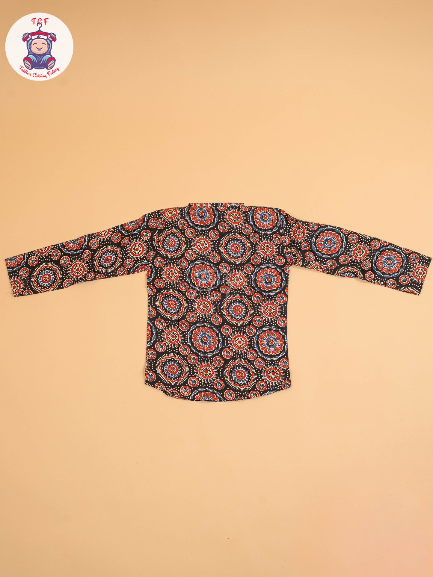 Black & Maroon - Boys Printed Short Kurta