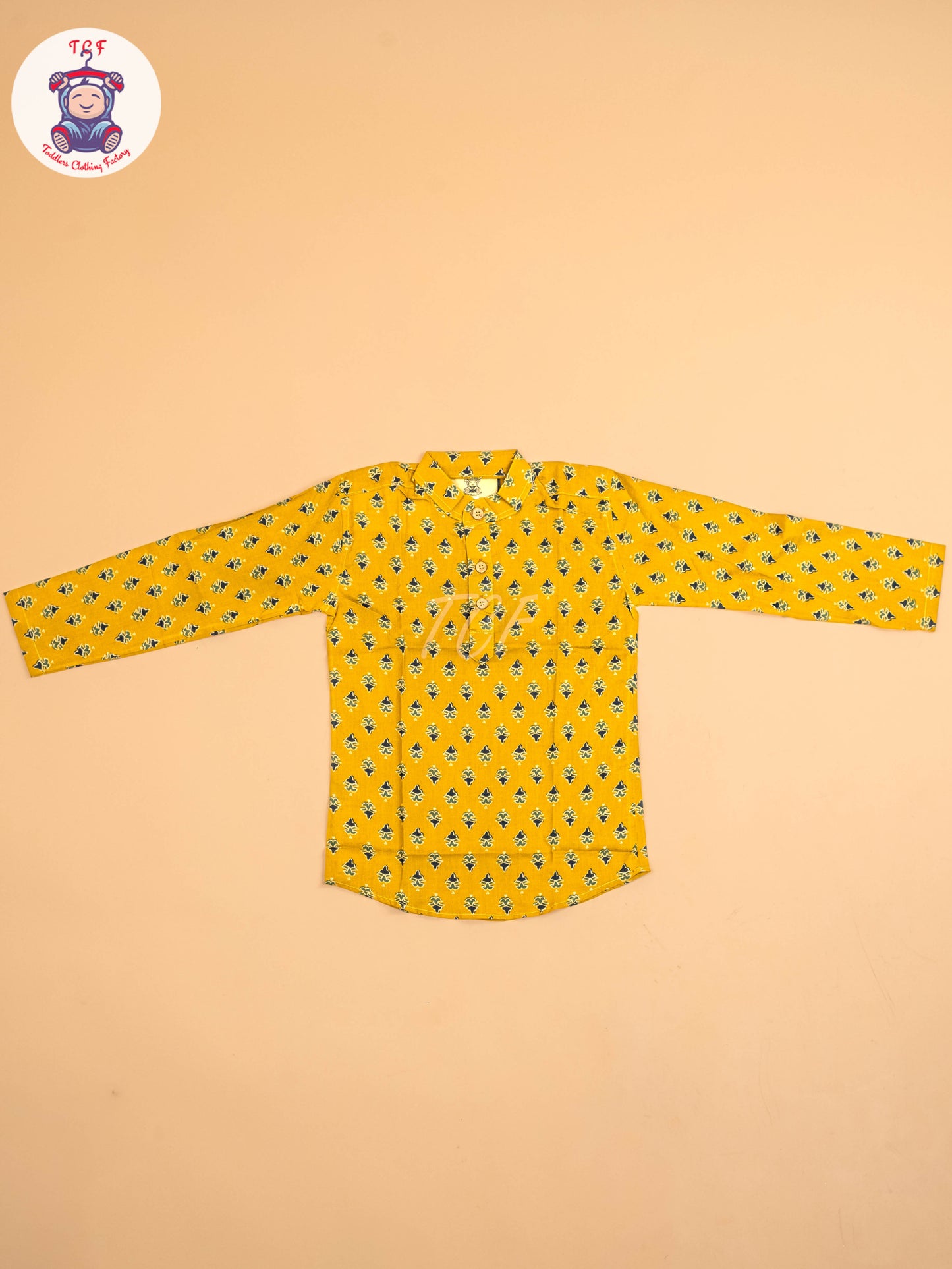 Mustard & Black - Boys Printed Short Kurta