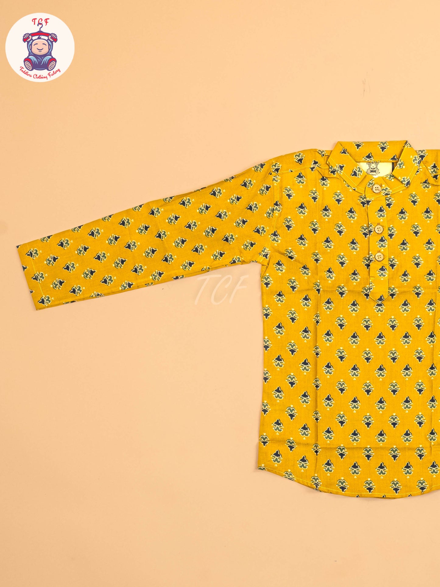 Mustard & Black - Boys Printed Short Kurta