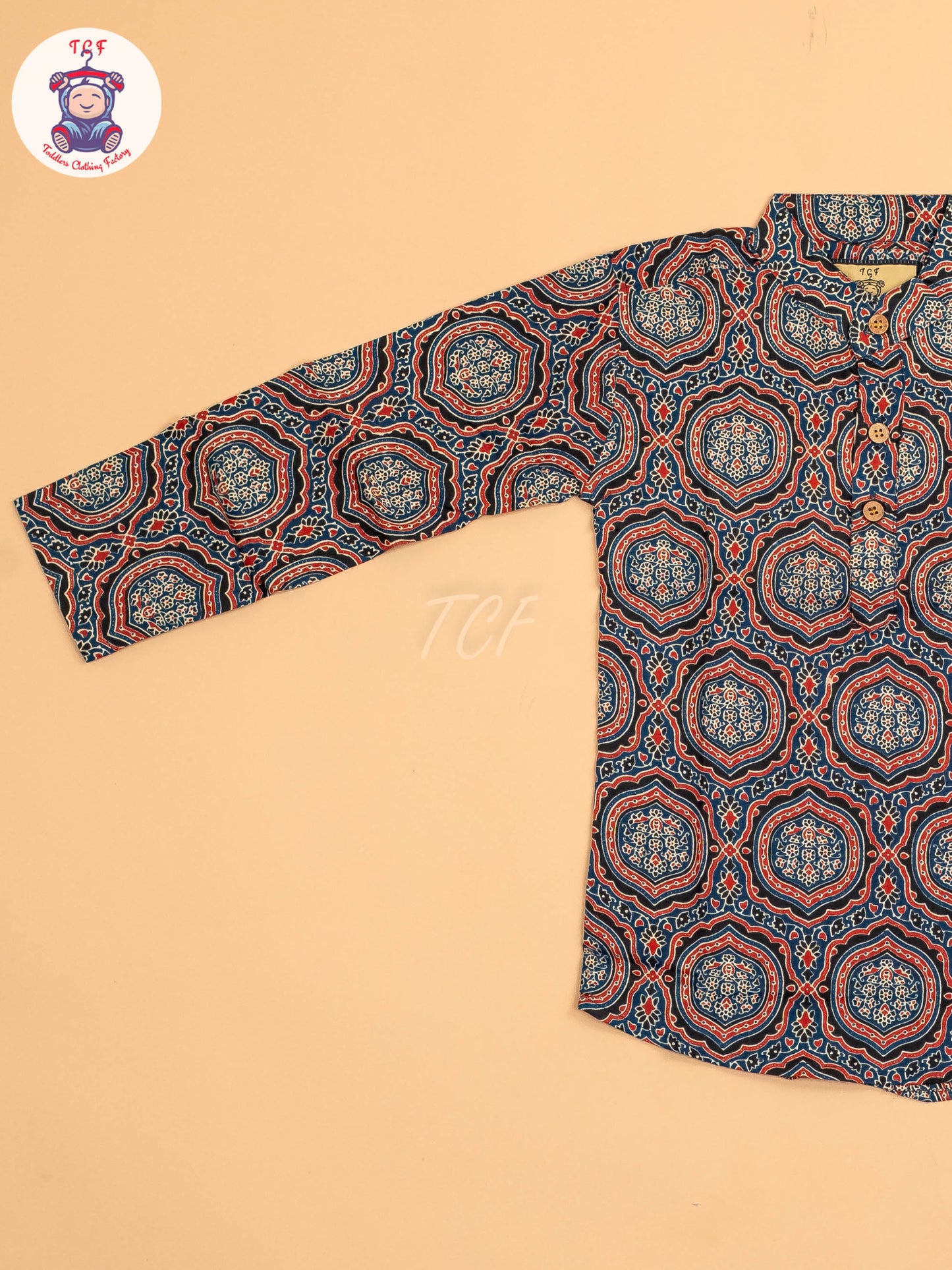 Black & Maroon - Boys Printed Short Kurta