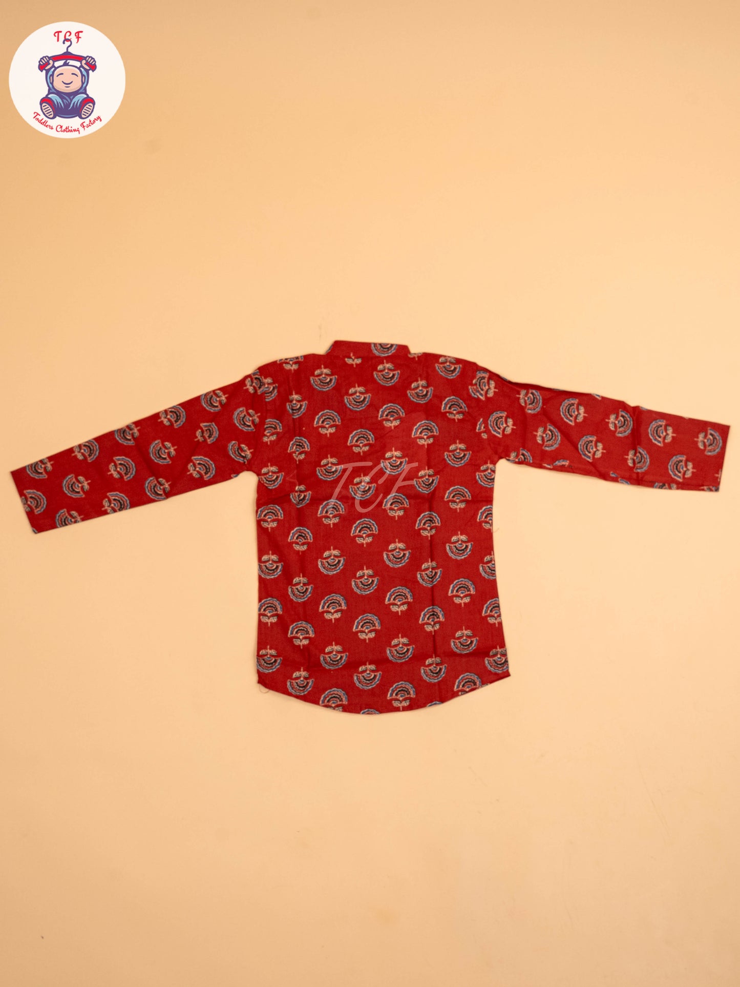 Red & Black - Boys Printed Short Kurta