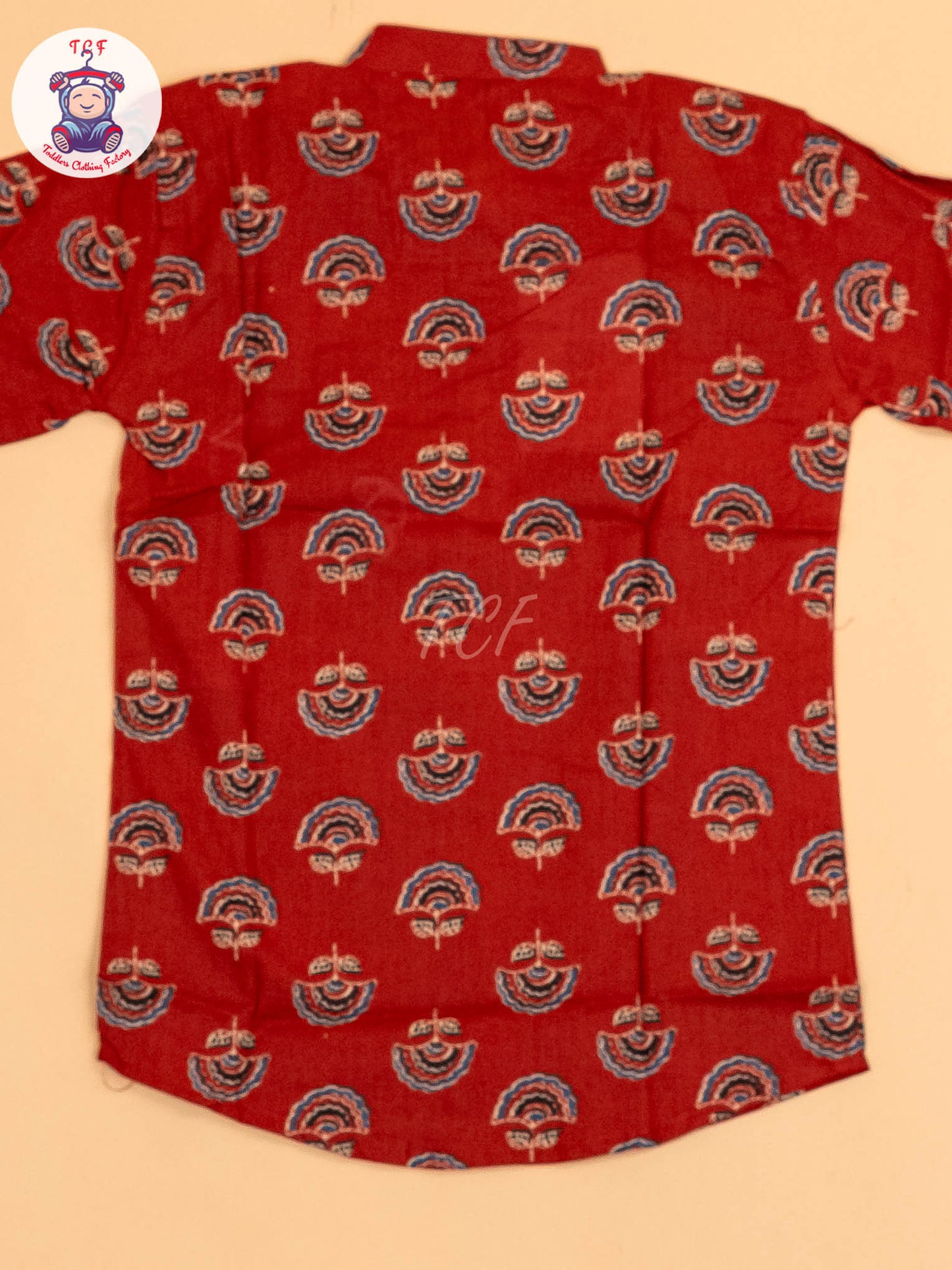 Red & Black - Boys Printed Short Kurta