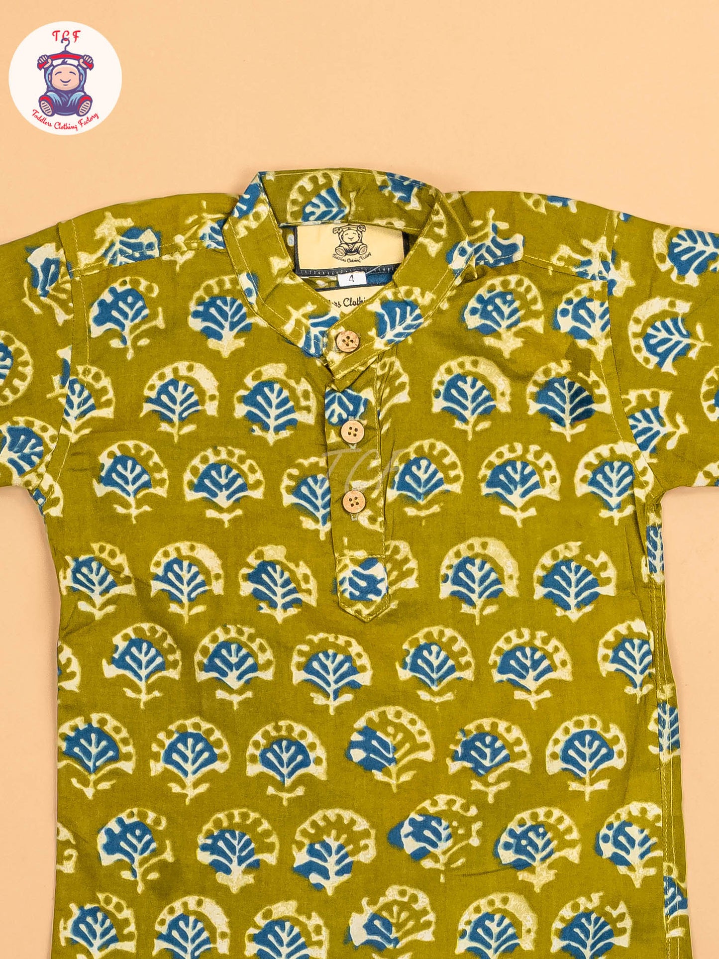 Green & Blue - Boys Printed Short Kurta