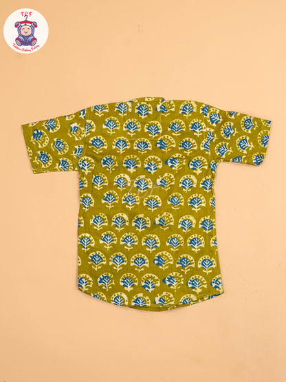 Green & Blue - Boys Printed Short Kurta