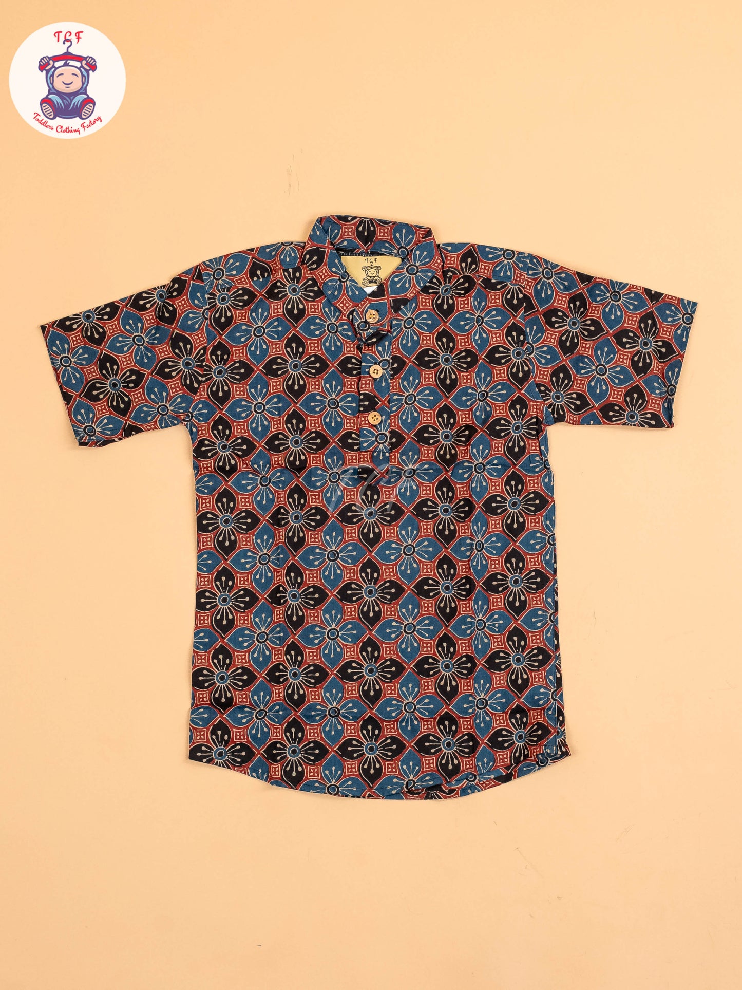 Maroon & Black - Boys Printed Short Kurta