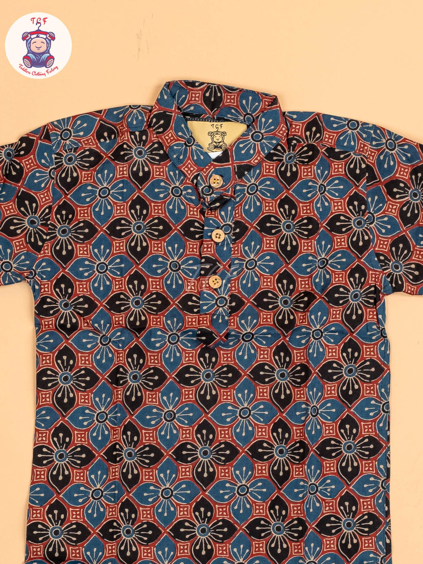 Maroon & Black - Boys Printed Short Kurta