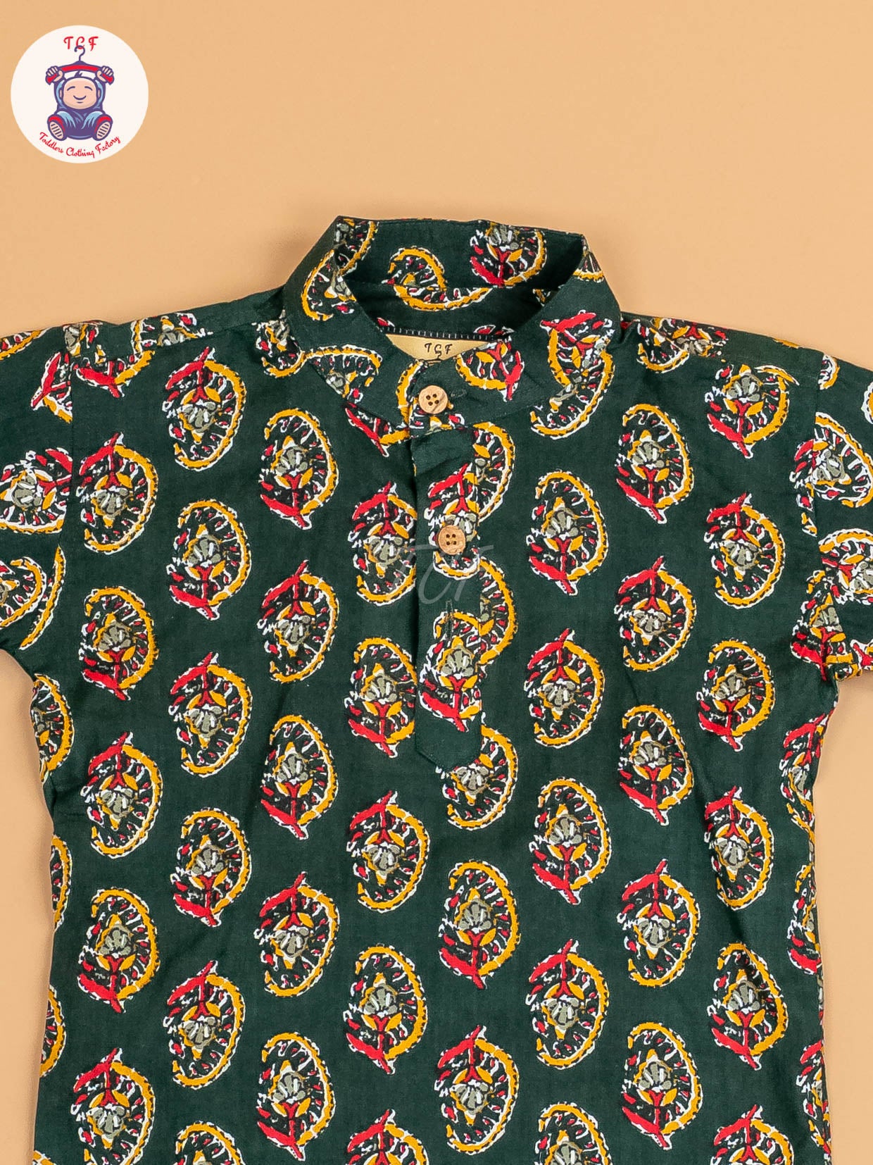 Green - Boys Printed Short Kurta