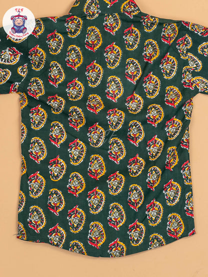 Green - Boys Printed Short Kurta