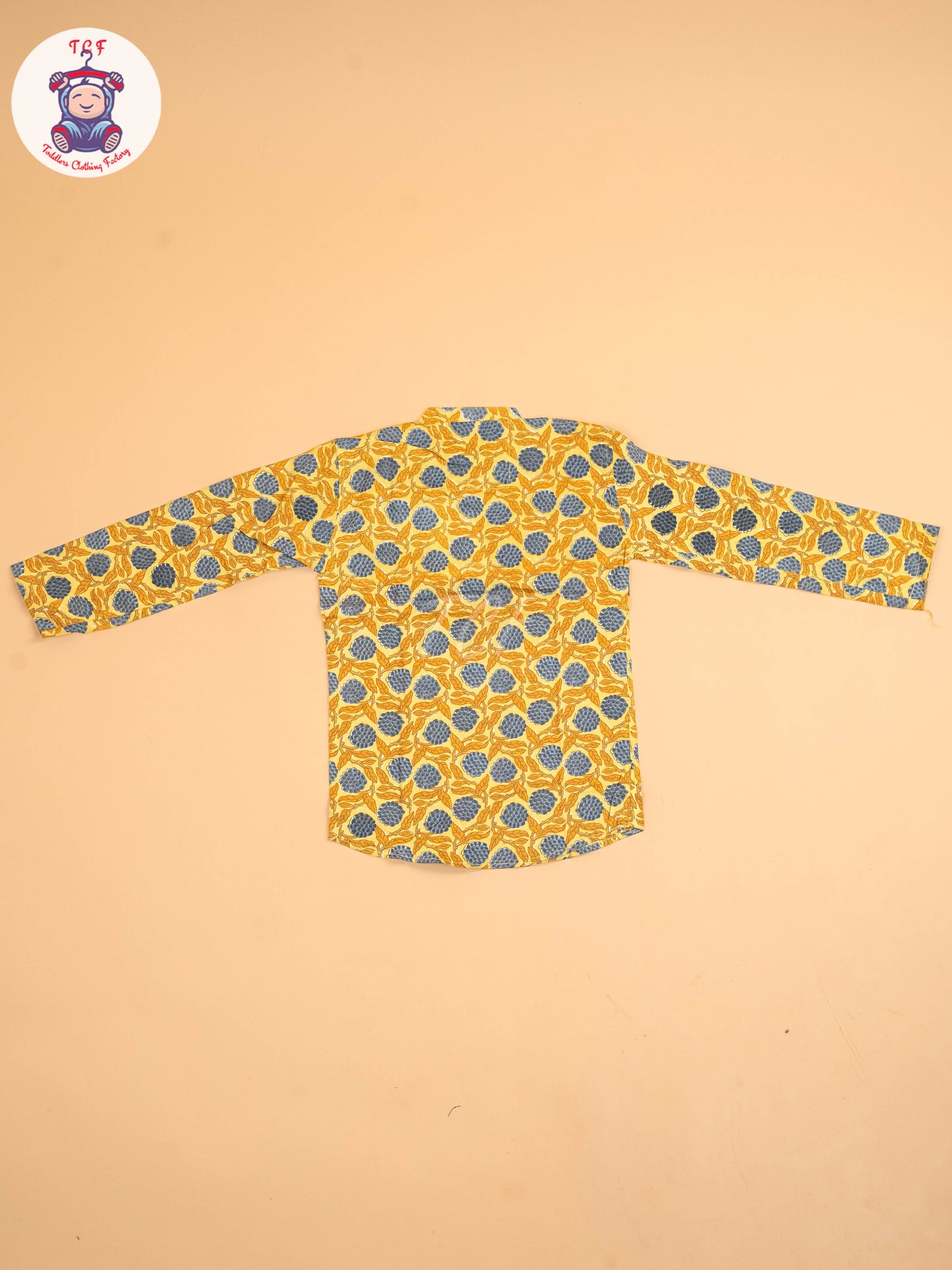 Yellow & Grey - Boys Printed Short Kurta