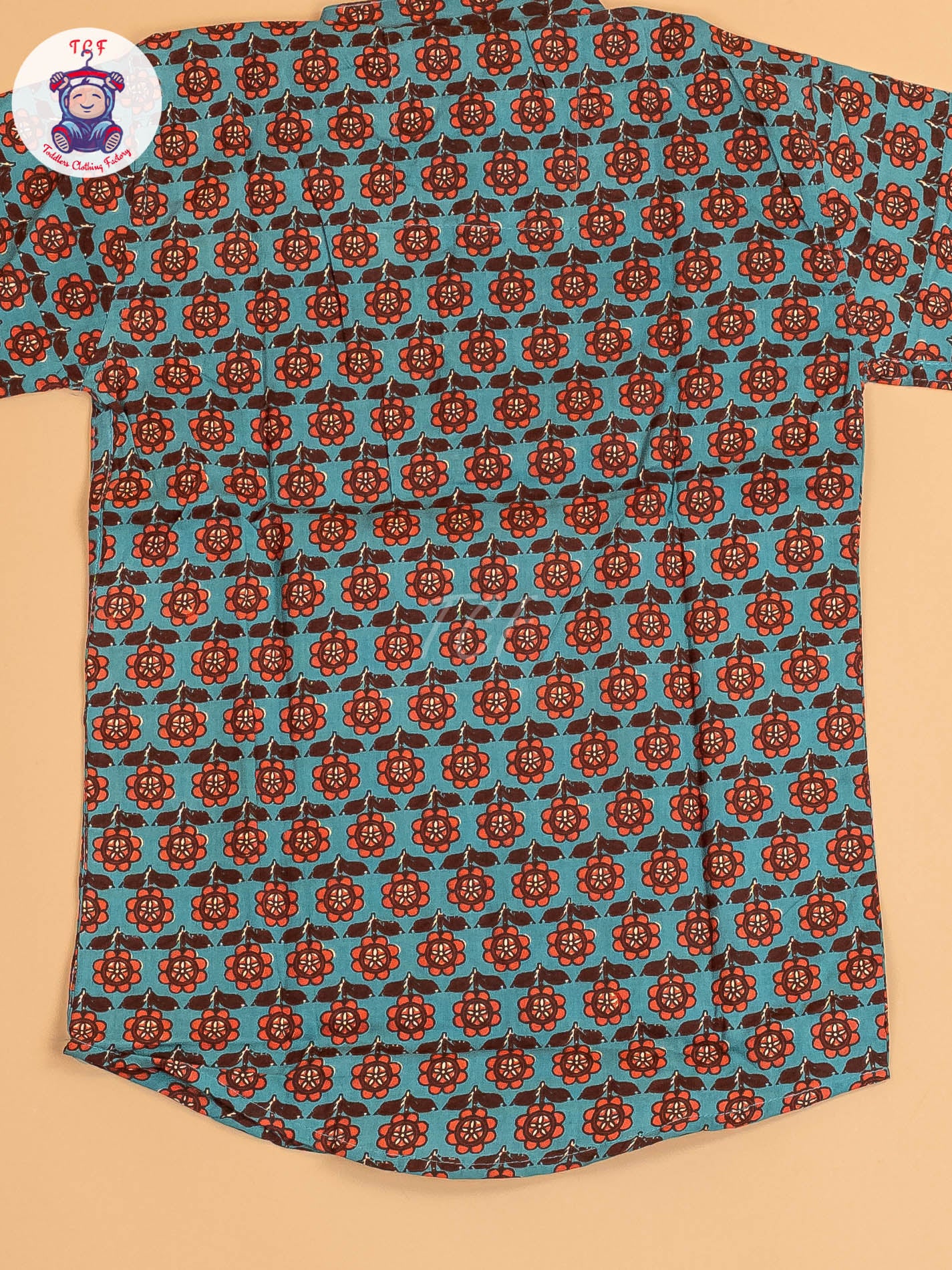 Blue & Brown - Boys Printed Short Kurta