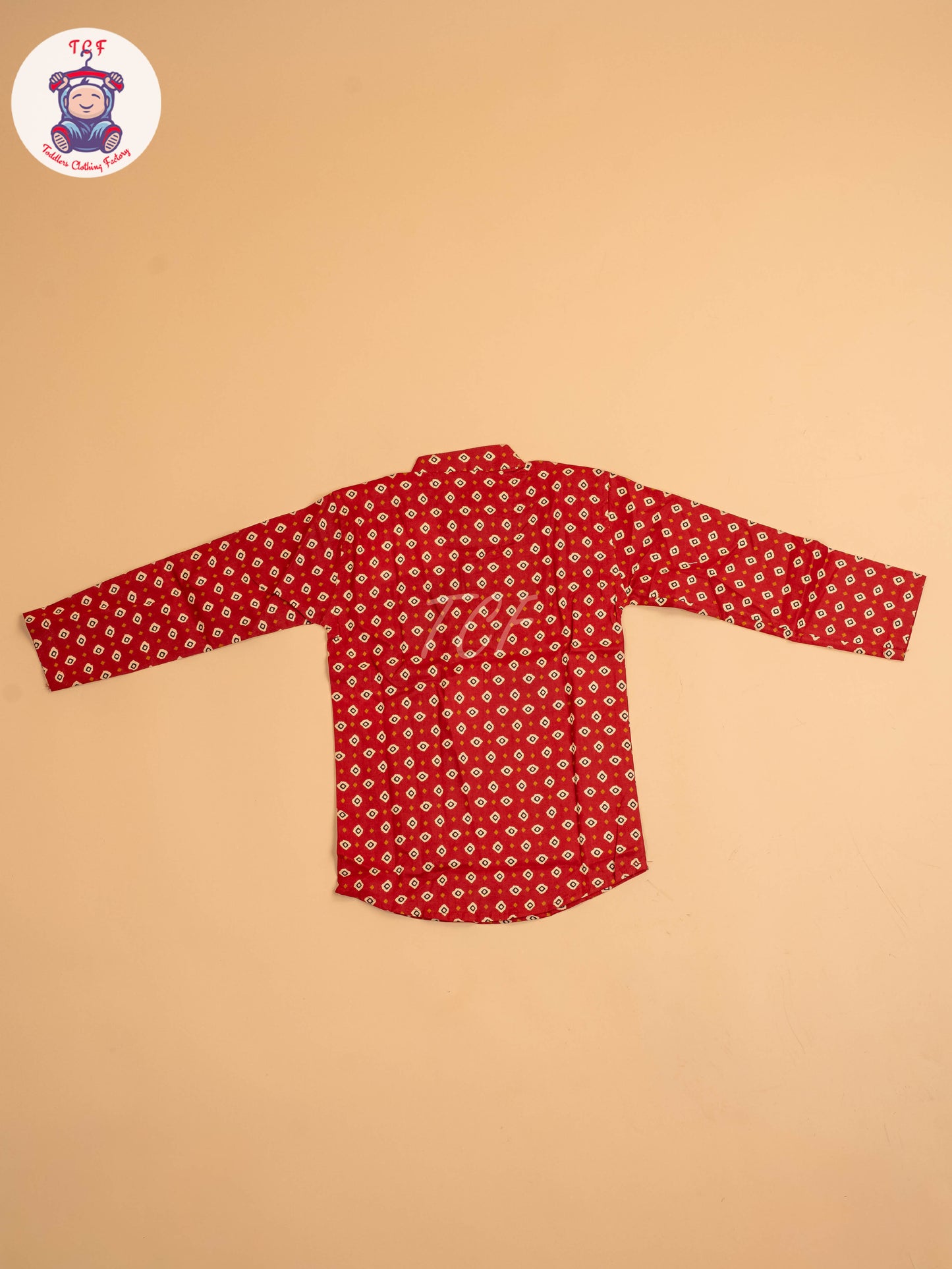 Red & Black - Boys Printed Short Kurta