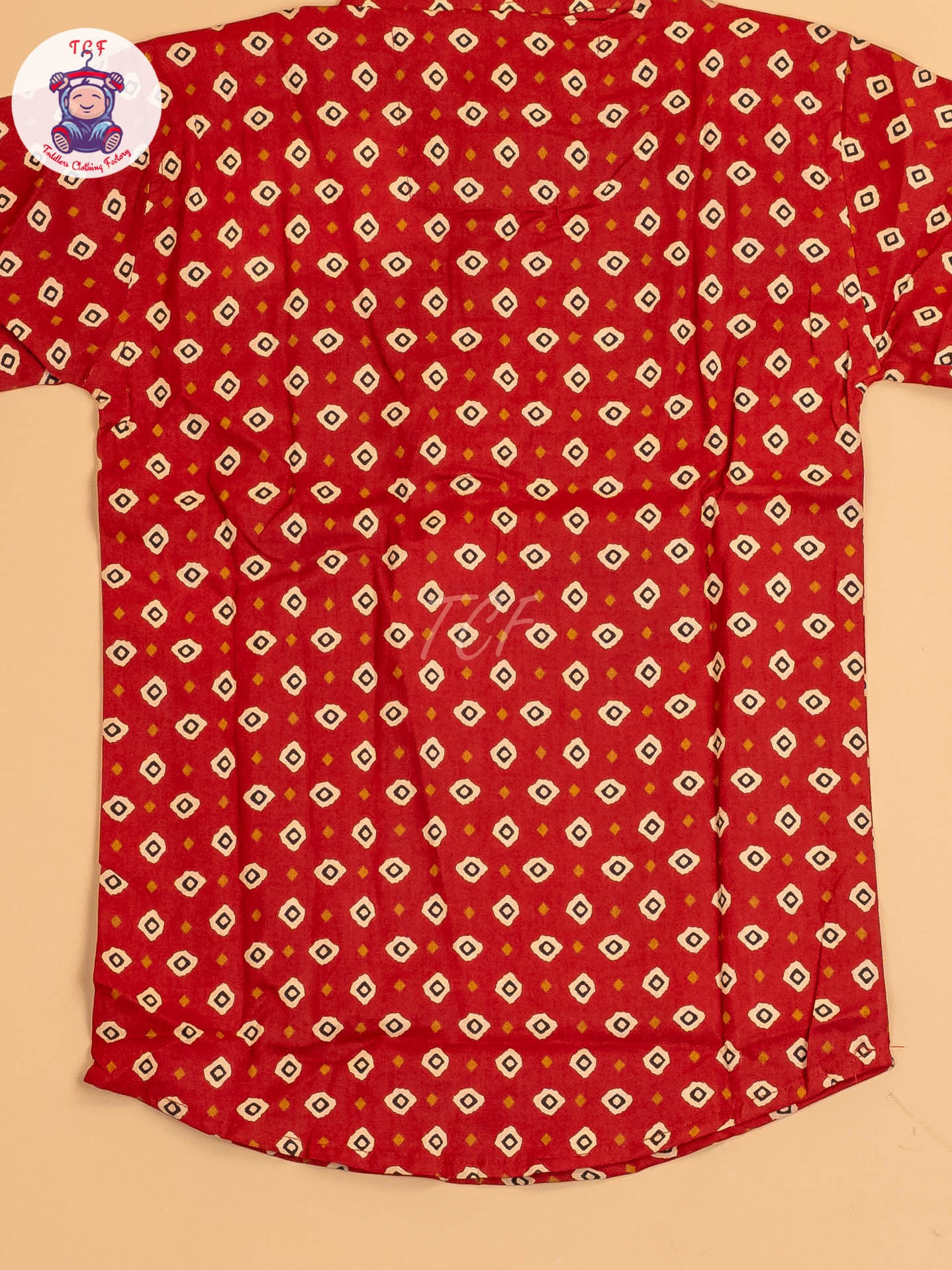 Red & Black - Boys Printed Short Kurta