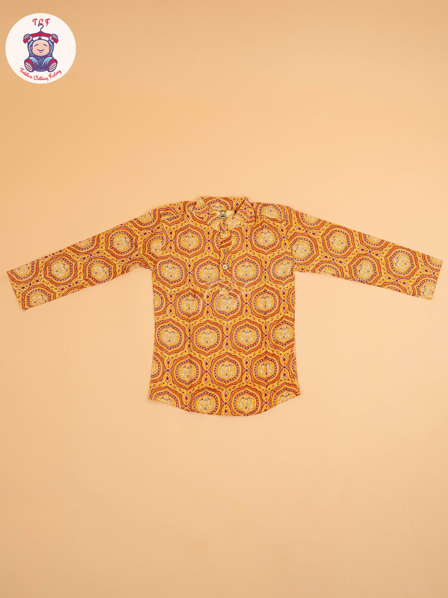Mustard & Maroon - Boys Printed Short Kurta