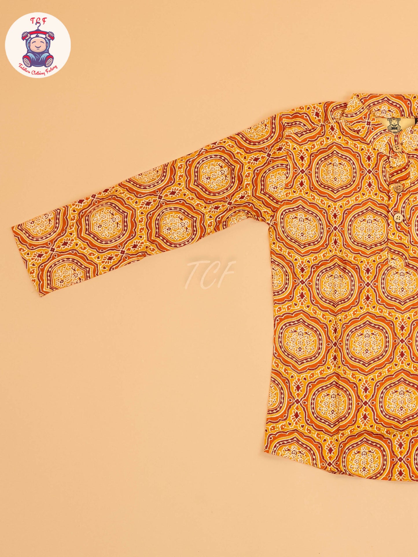 Mustard & Maroon - Boys Printed Short Kurta