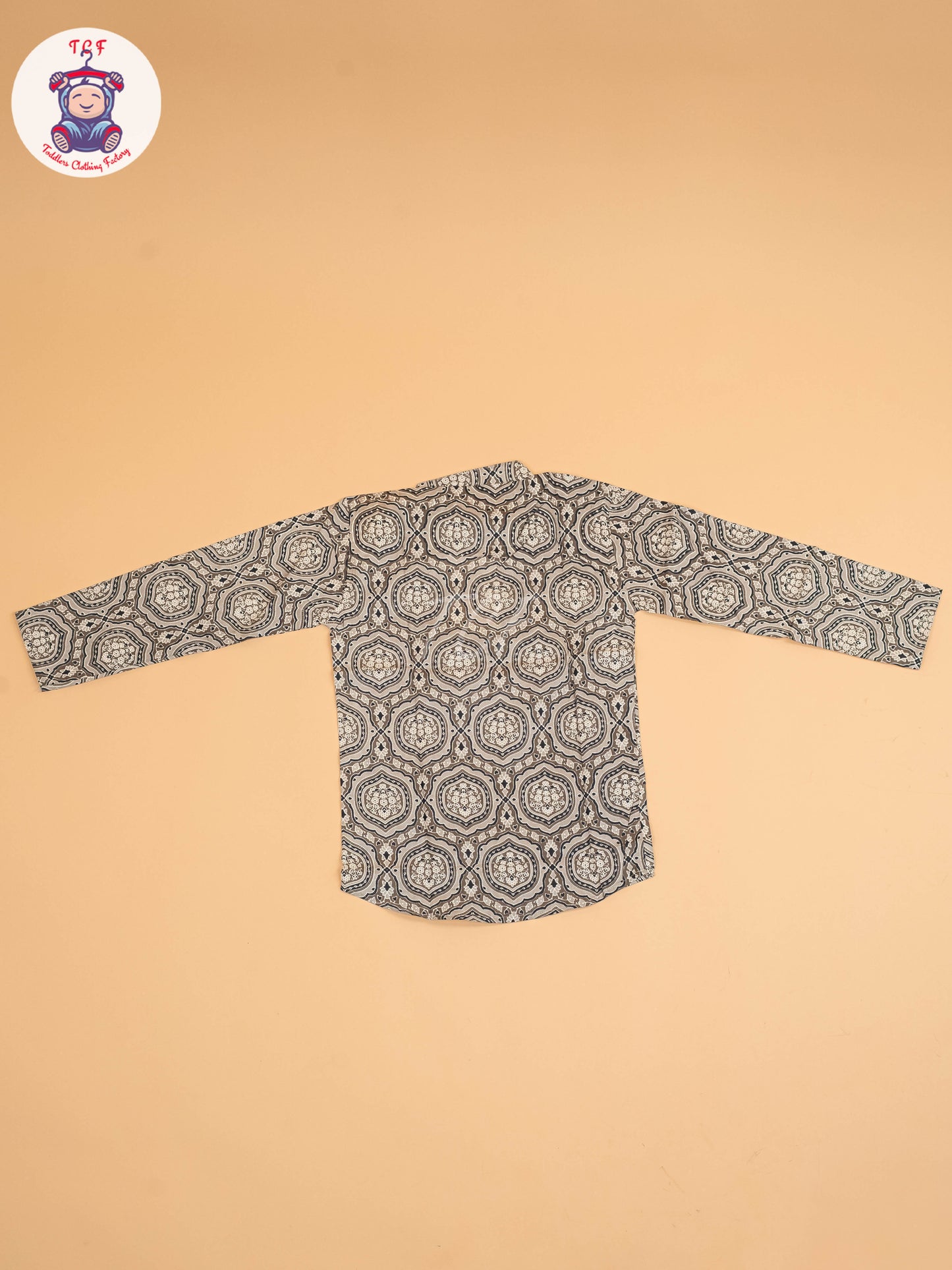 Grey & Black - Boys Printed Short Kurta