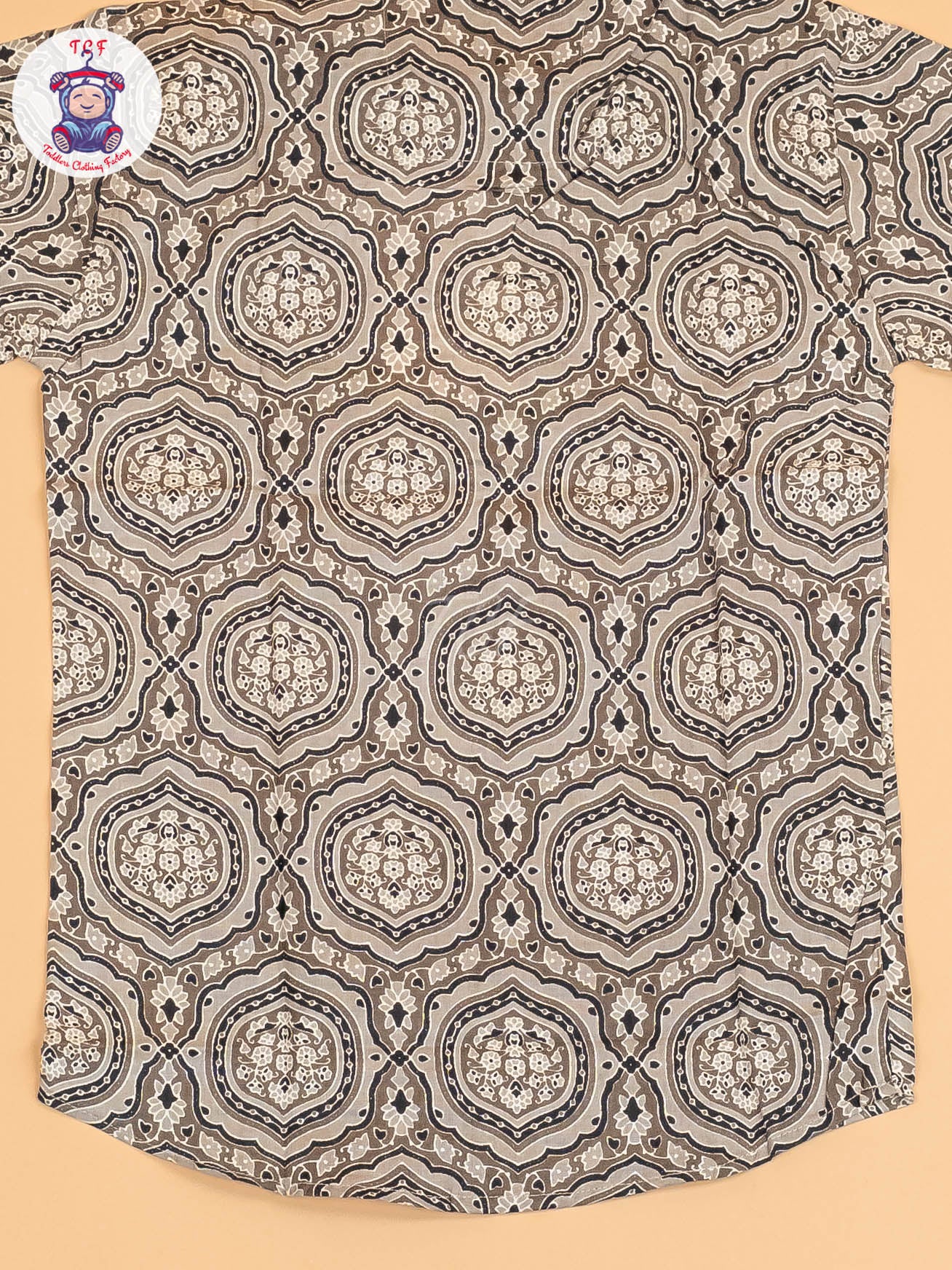 Grey & Black - Boys Printed Short Kurta