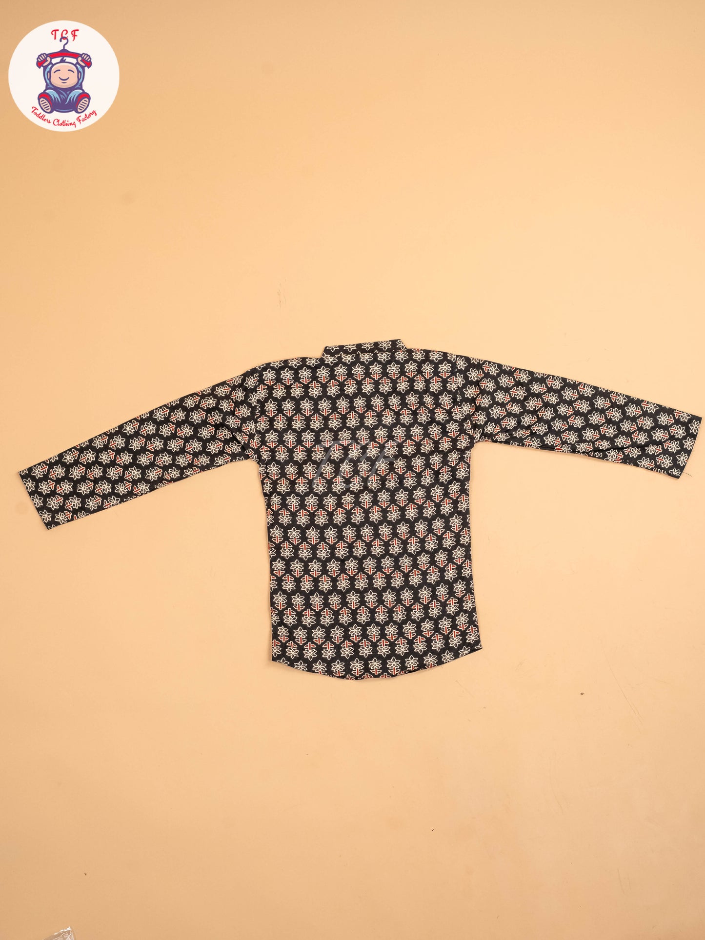 Black & Maroon - Boys Printed Short Kurta