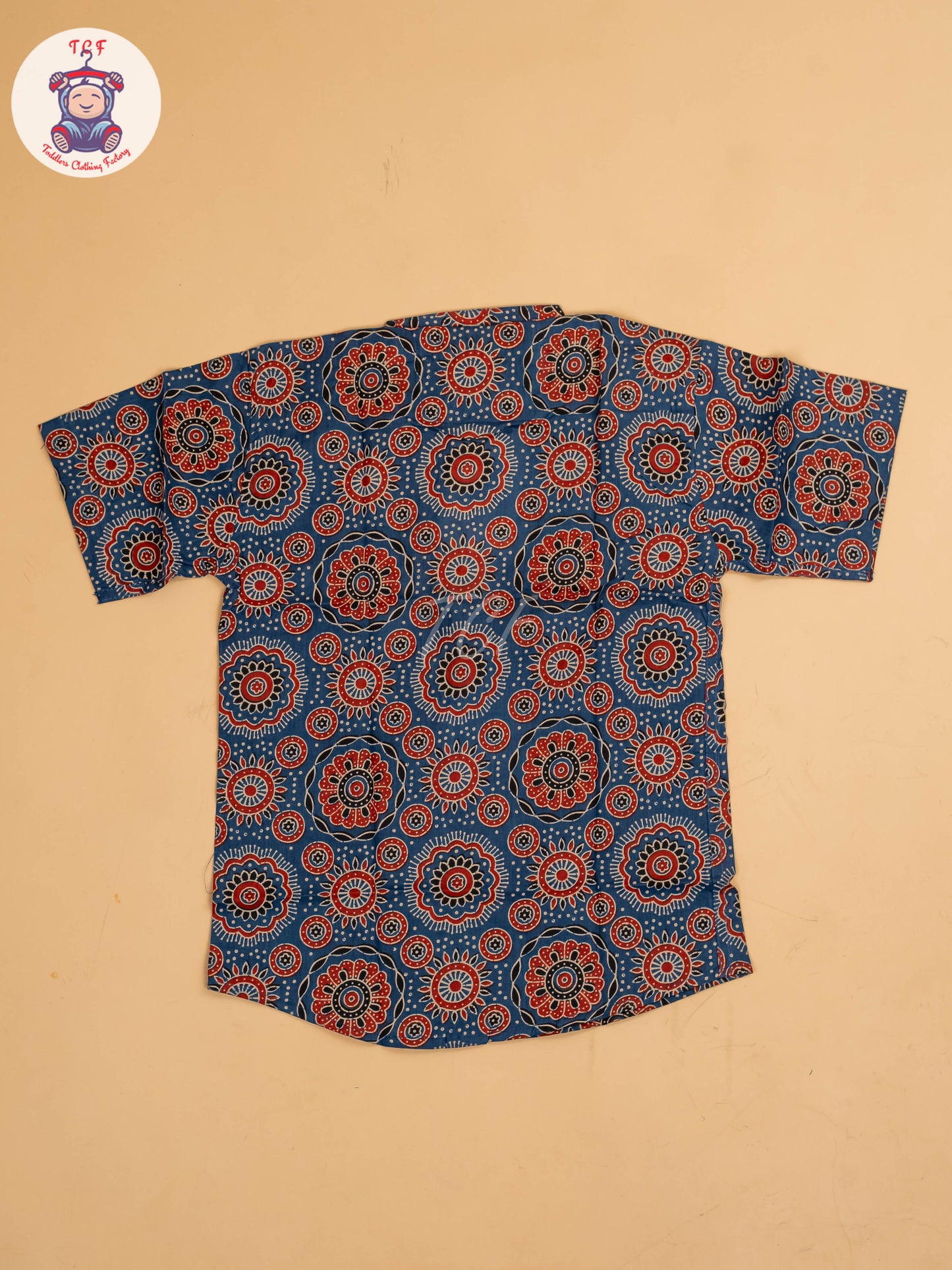 Maroon & Blue - Boys Printed Short Kurta