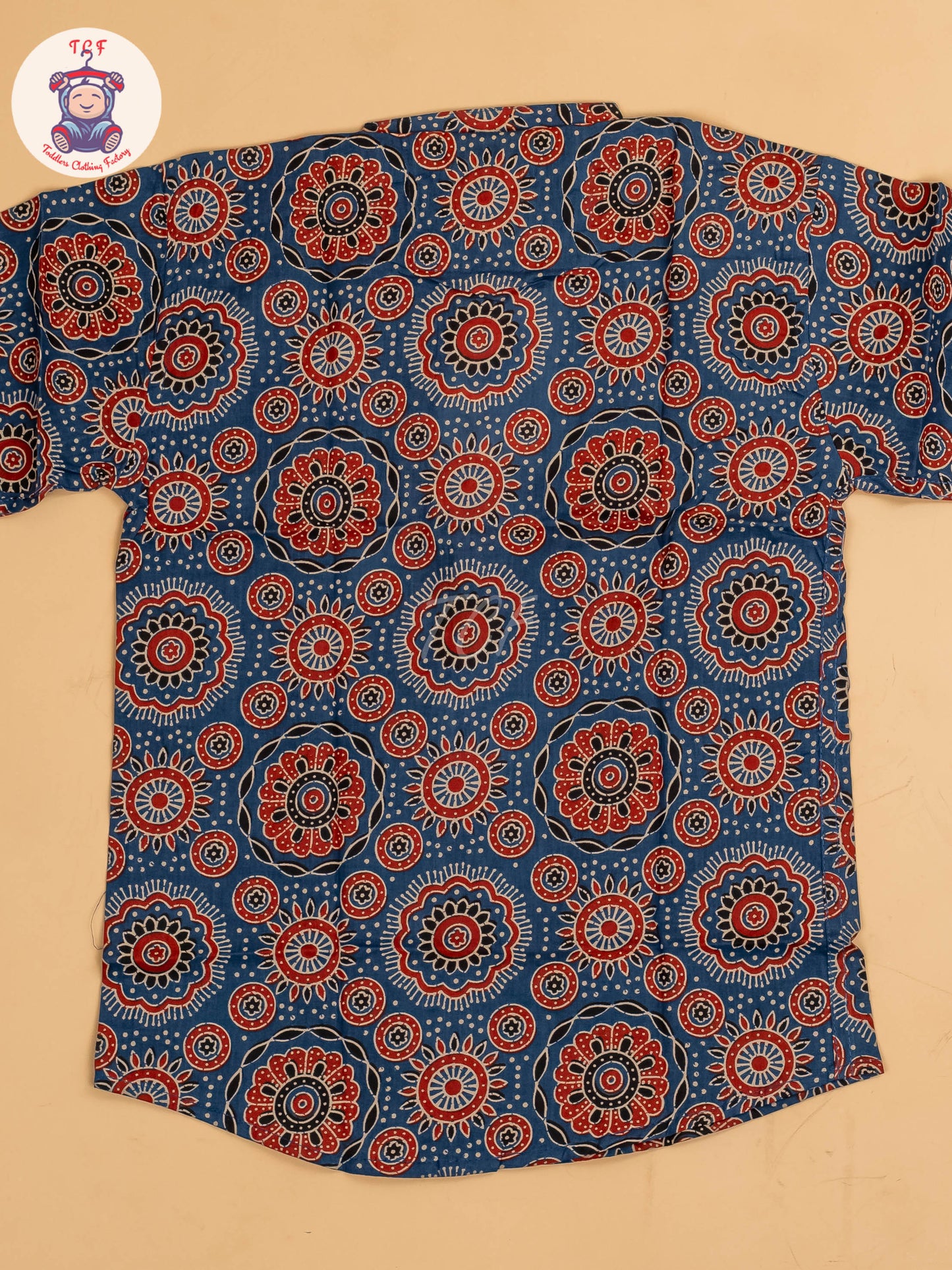 Maroon & Blue - Boys Printed Short Kurta