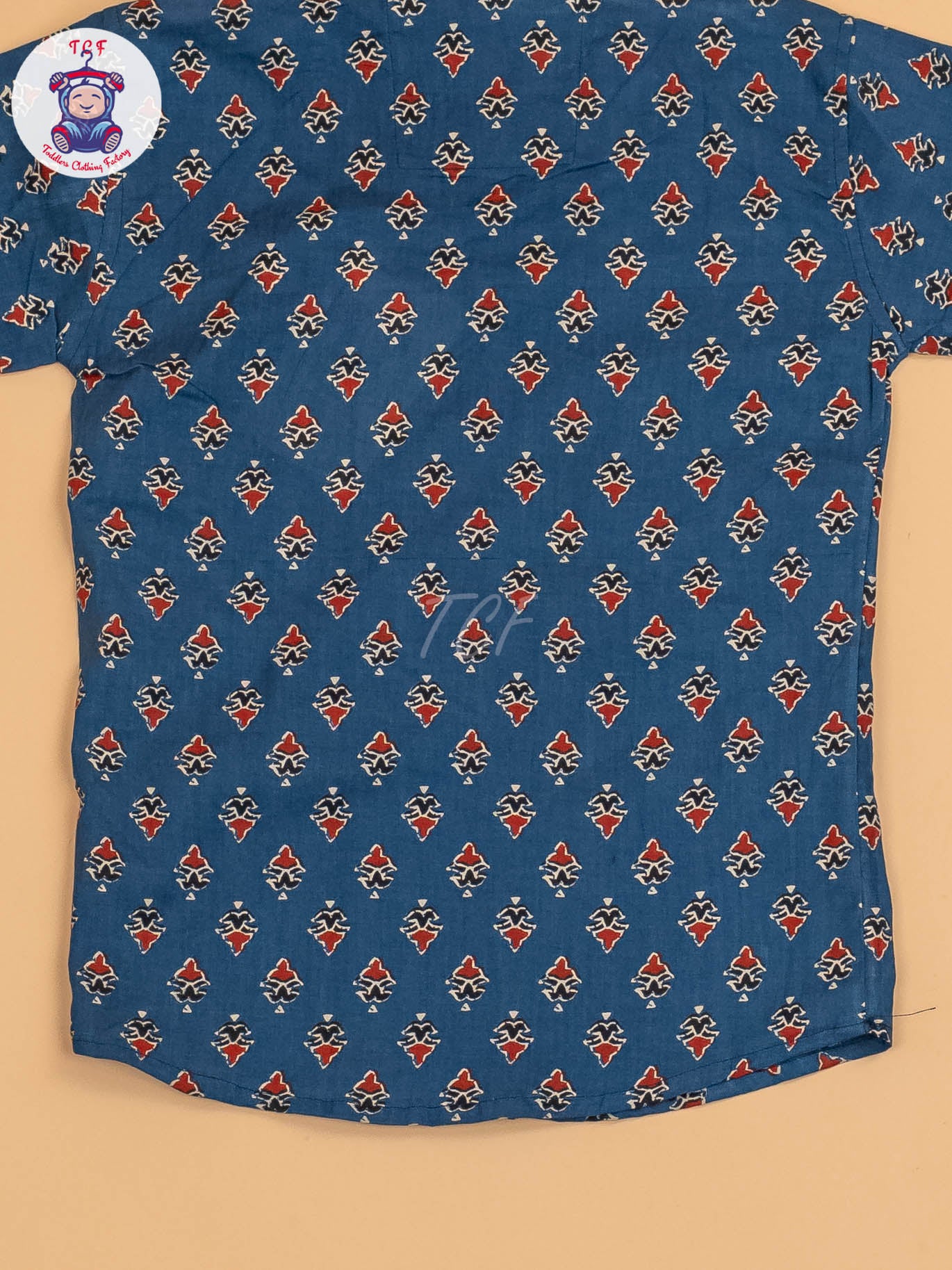 Blue & Maroon - Boys Printed Short Kurta