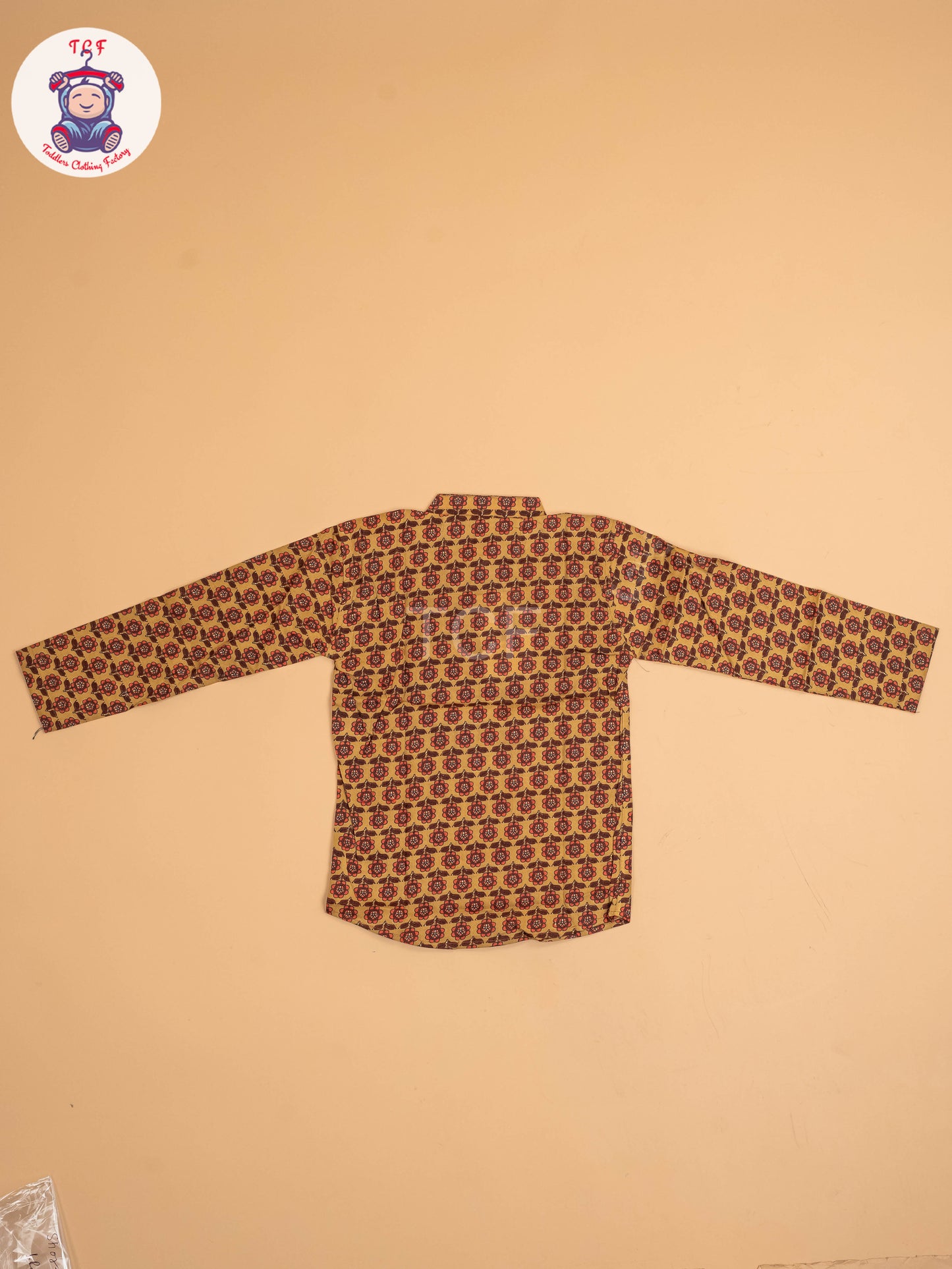 Mustard  & Maroon - Boys Printed Short Kurta