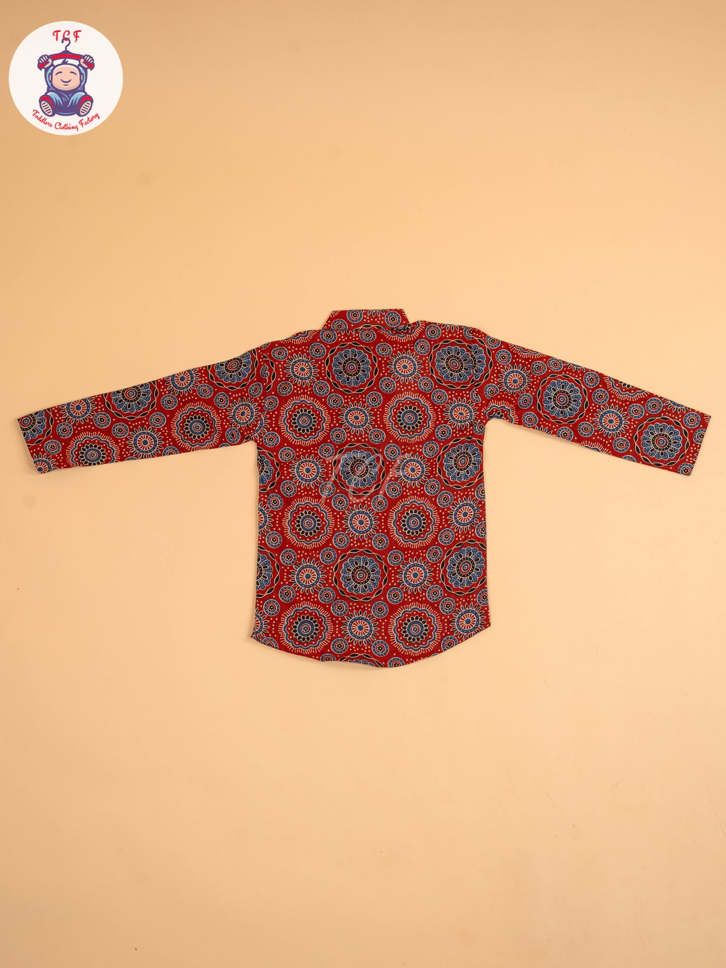 Maroon & Blue - Boys Printed Short Kurta