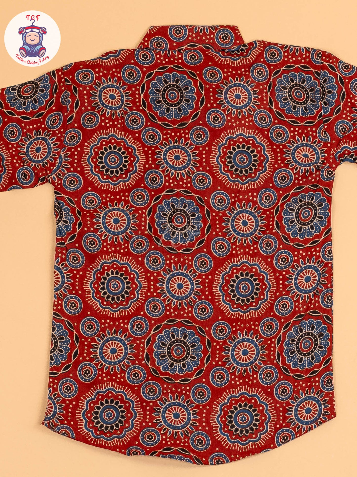 Maroon & Blue - Boys Printed Short Kurta