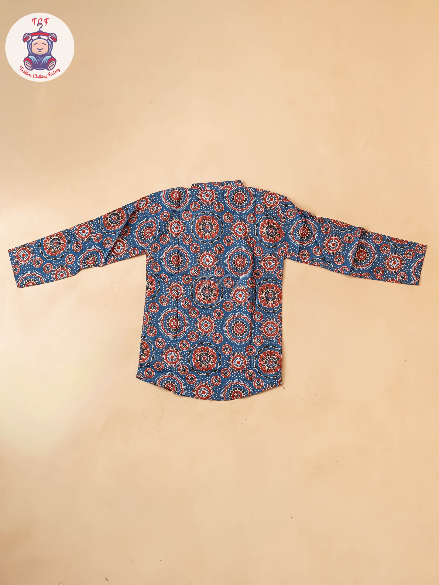 Maroon & Blue - Boys Printed Short Kurta