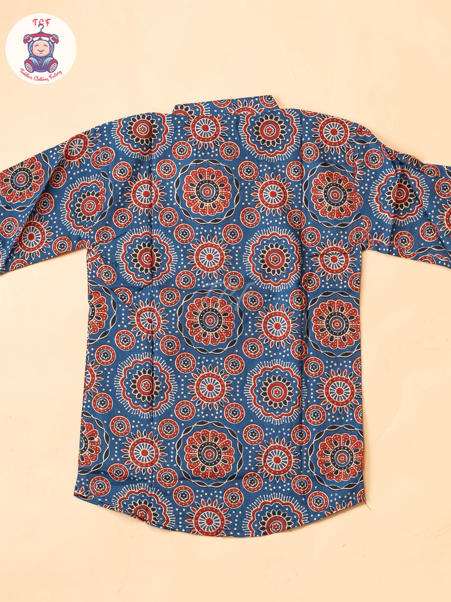 Maroon & Blue - Boys Printed Short Kurta
