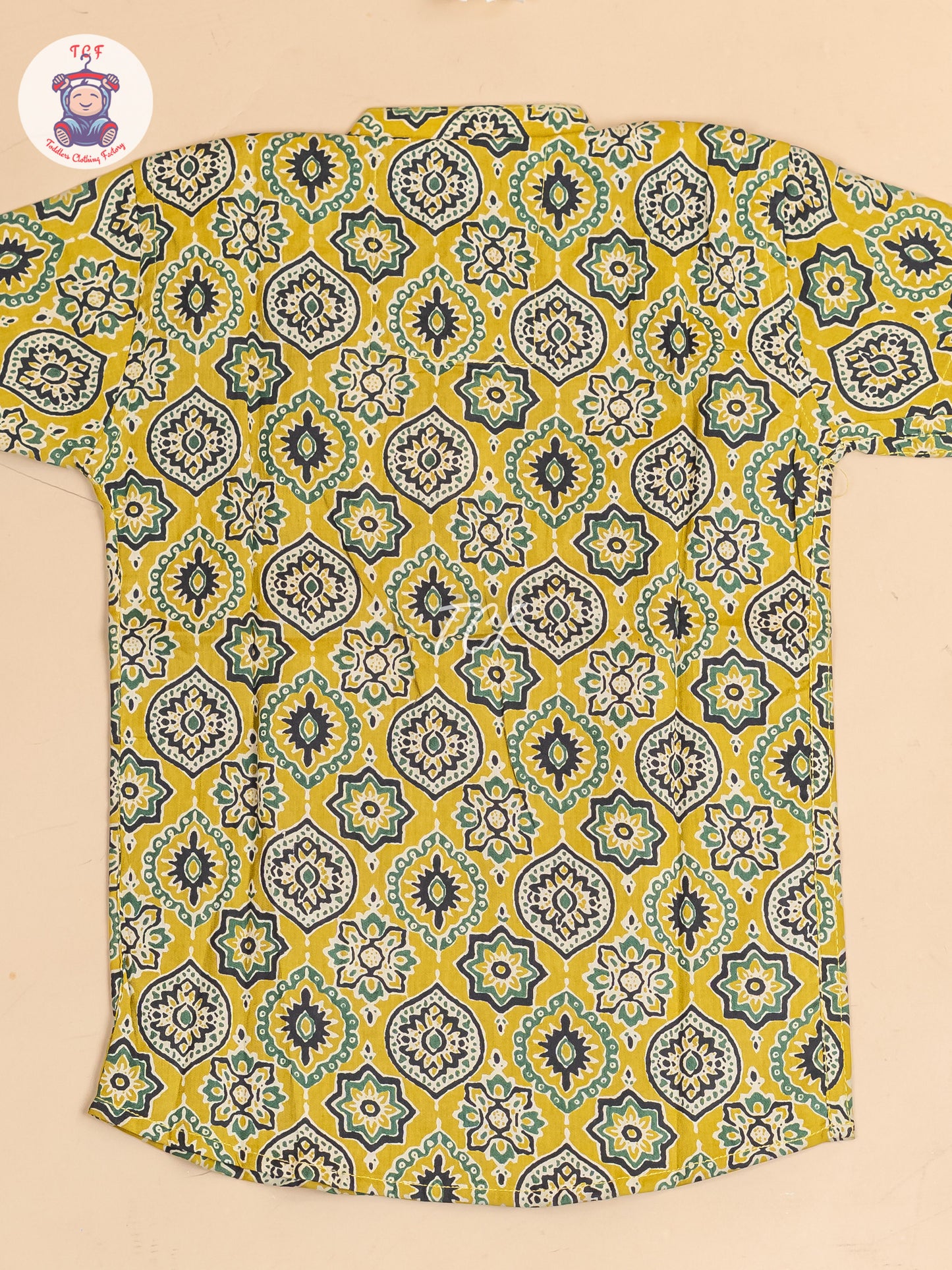 Mustard -  Boys Floral Printed Short Kurta