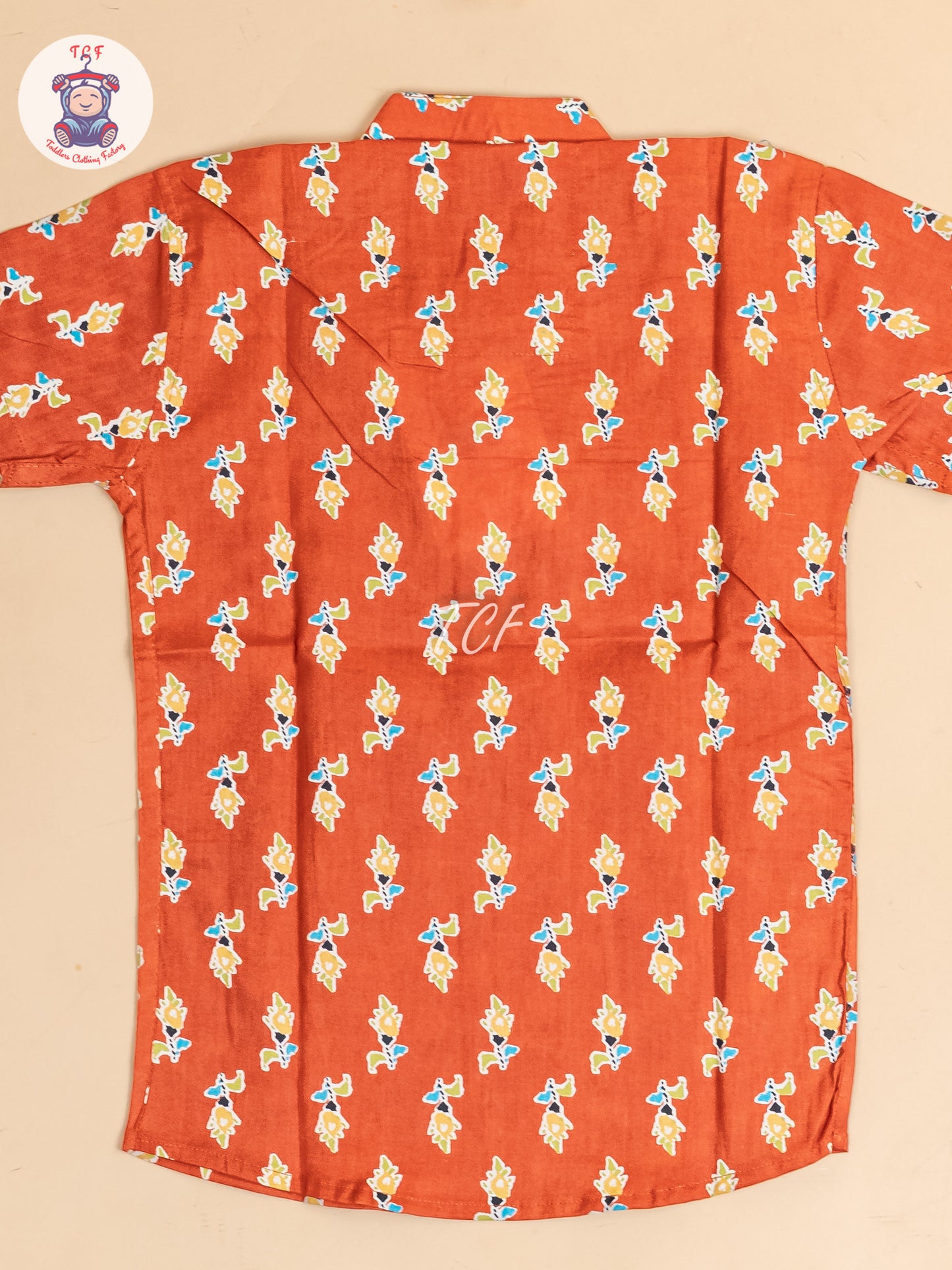 Red -  Boys Floral Printed Short Kurta