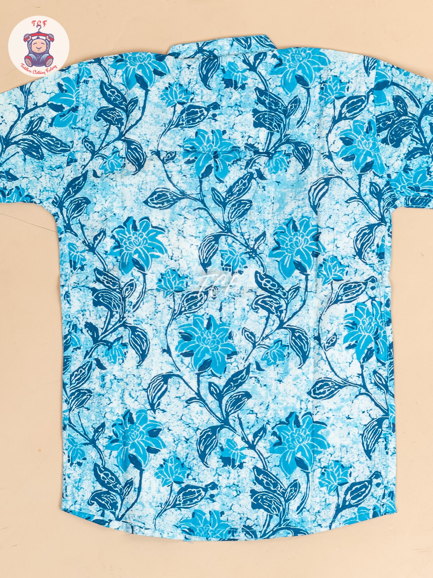 Ice Blue -  Boys Floral Printed Short Kurta