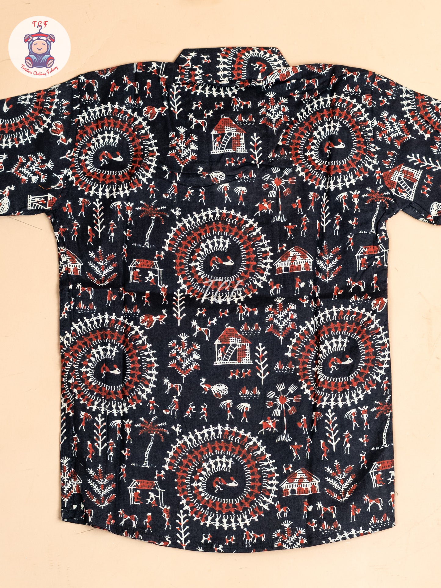 Black -  Boys Floral Printed Short Kurta