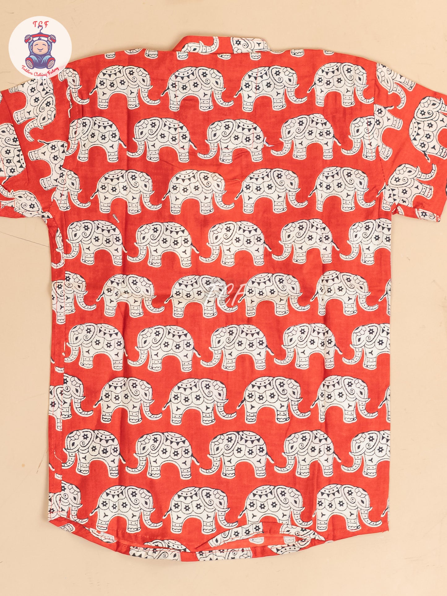 Red -  Boys Elephant Printed Short Kurta