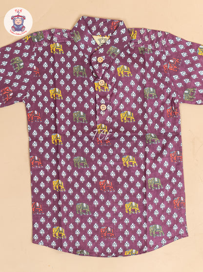 Majentha -  Boys Floral Printed Short Kurta