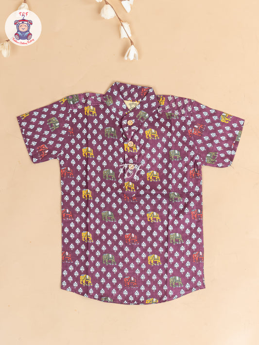 Majentha -  Boys Floral Printed Short Kurta
