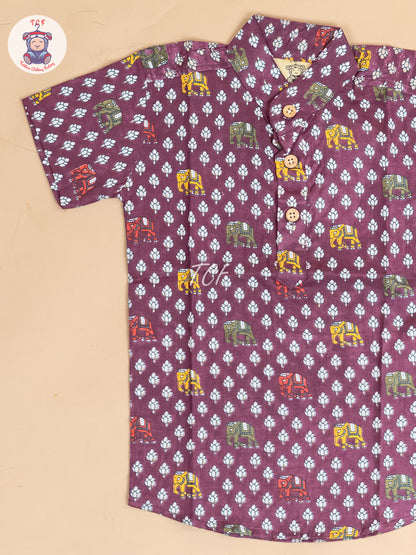 Majentha -  Boys Floral Printed Short Kurta