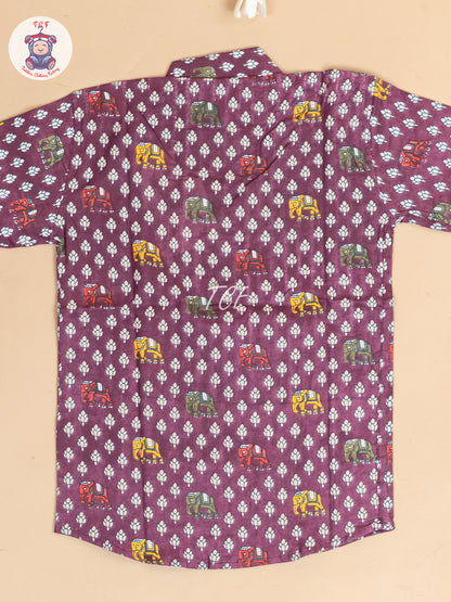 Majentha -  Boys Floral Printed Short Kurta