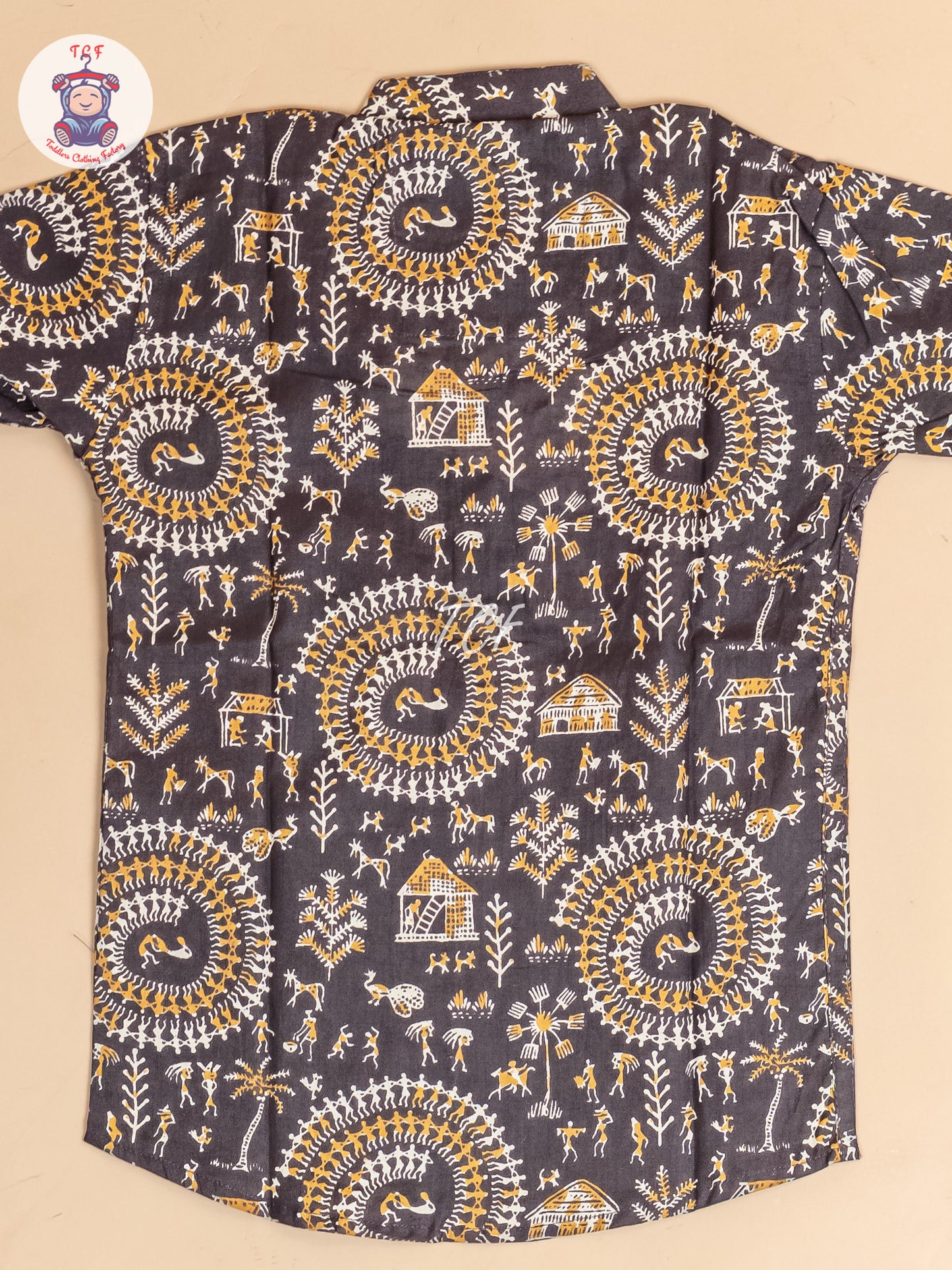 Brown -  Boys Dolls Printed Short Kurta
