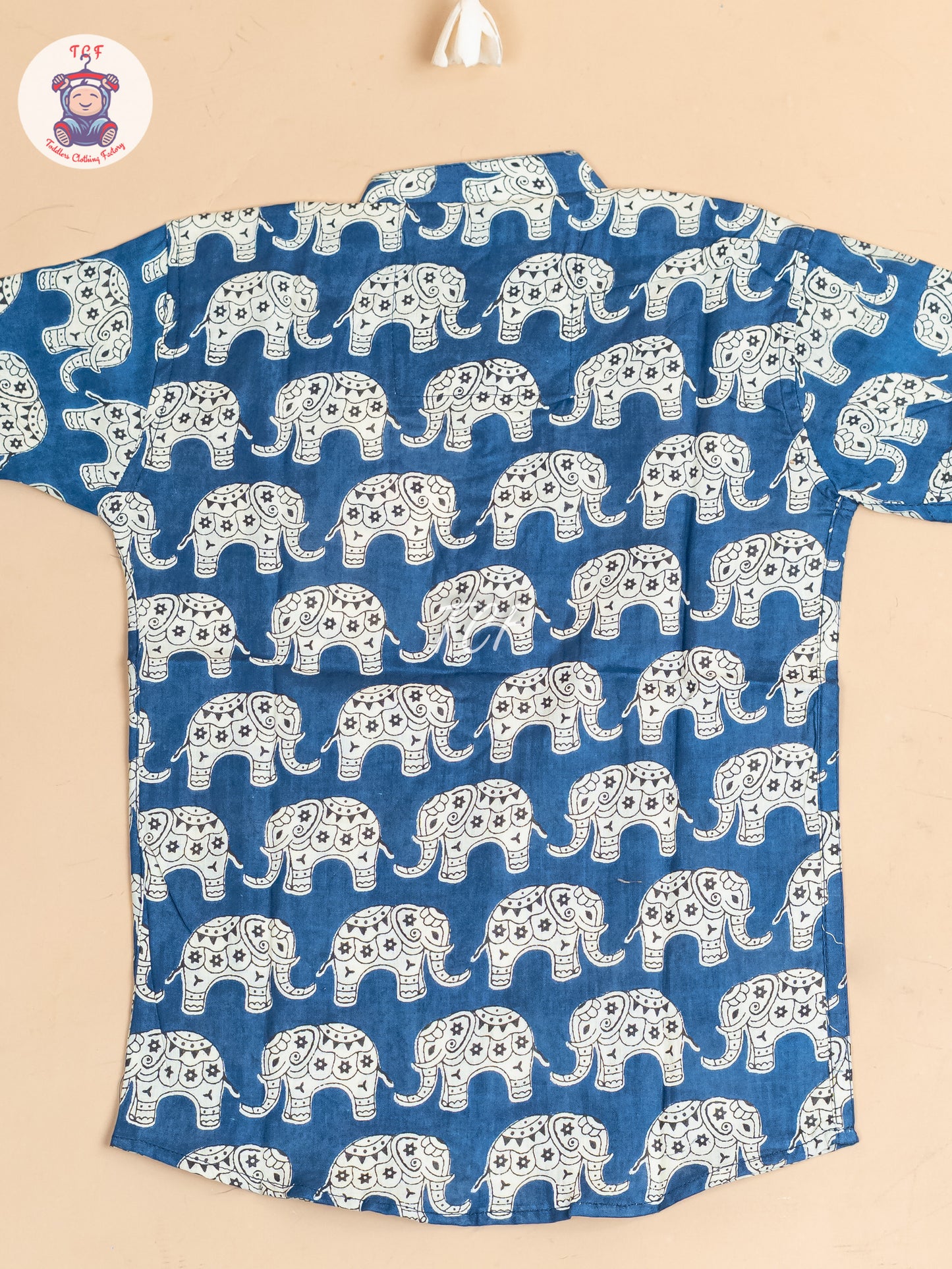 Blue -  Boys Elephant Printed Short Kurta