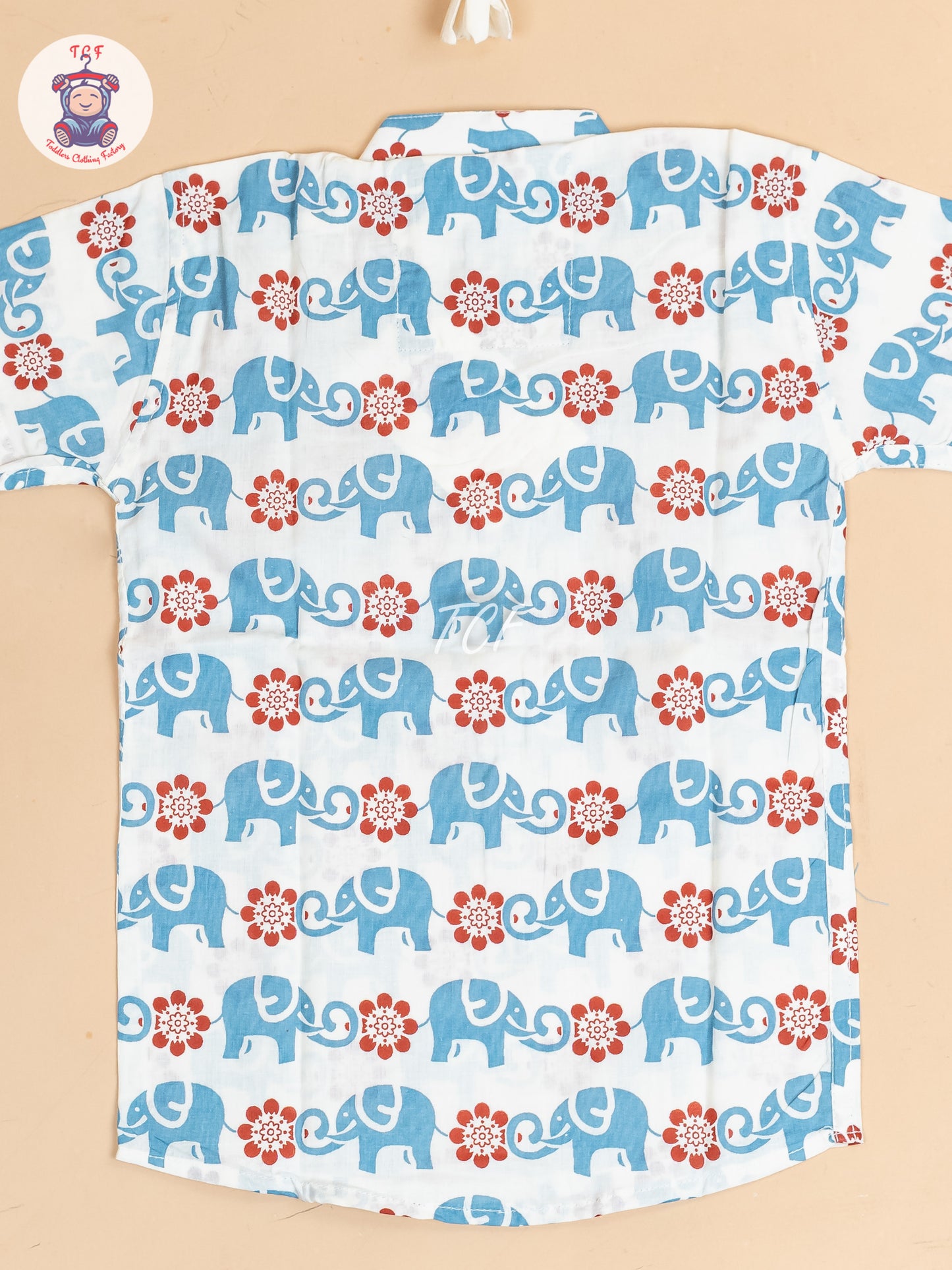 White -  Boys Elephant Printed Short Kurta