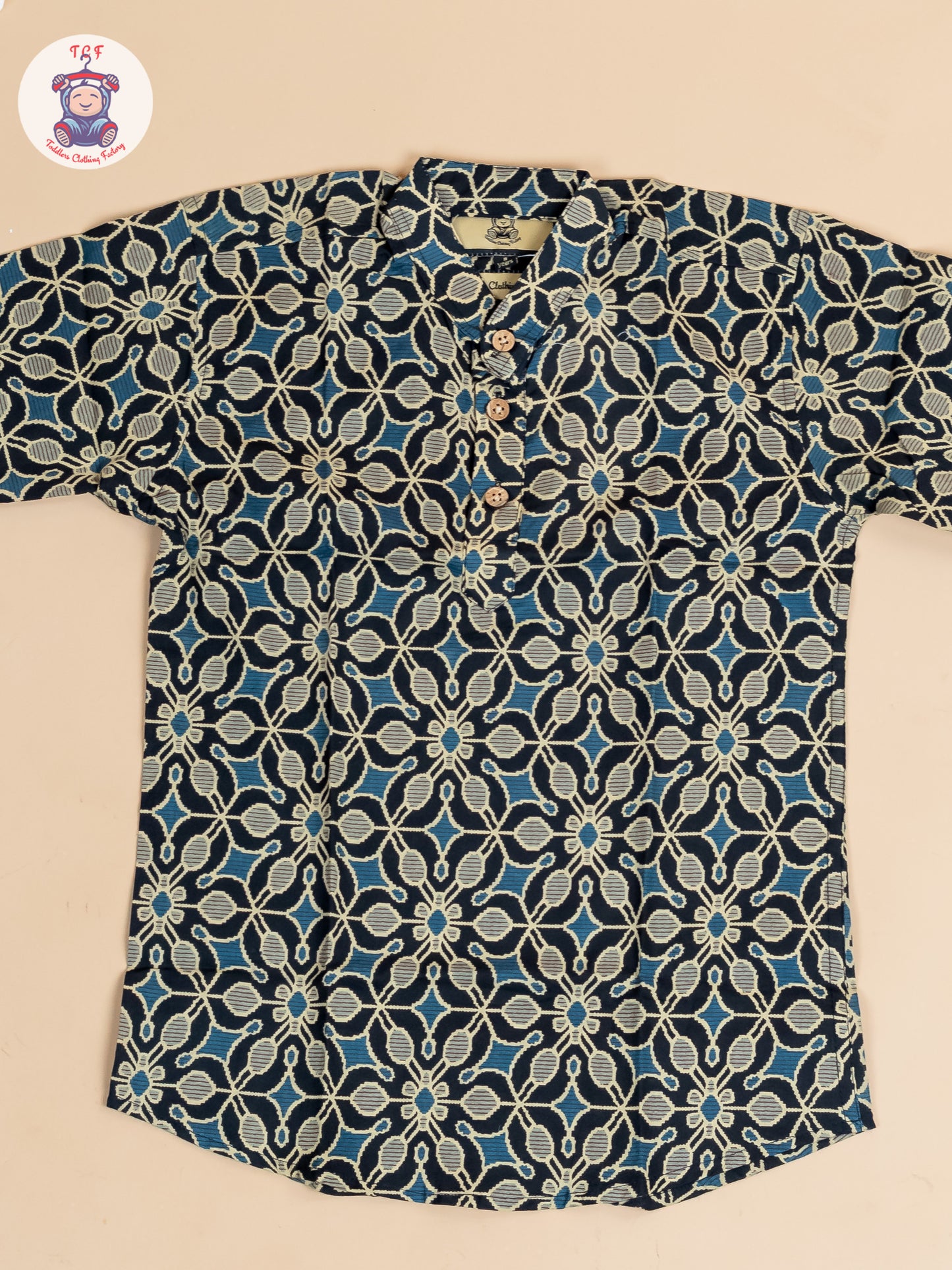 Black & Blue -  Boys Floral Printed Short Kurta