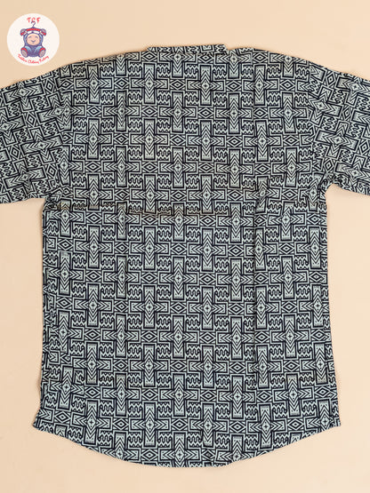 Black -  Boys Floral Printed Short Kurta