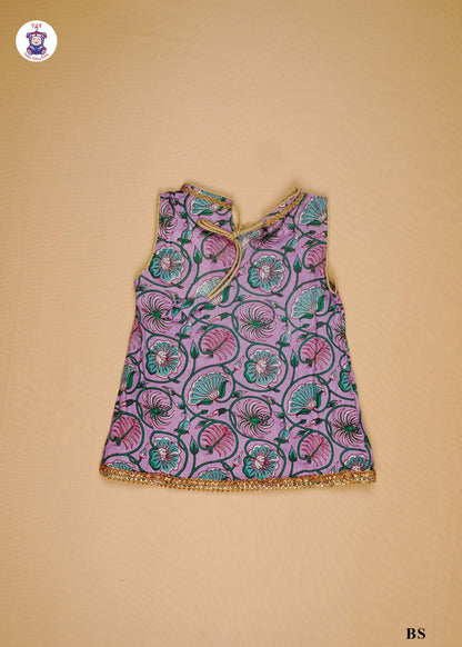 Lavender & Columbia Blue - Sleeveless Kurti Dhoti Set