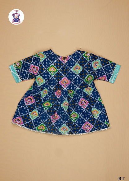 Blue & Electric Blue - Printed A-Line Kurta with Palazzos